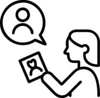 Close up of mother and baby interacting with a holographic family album macro shot with copy space vector