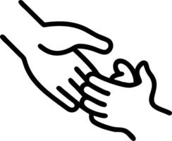 Close up of mother holding baby hand glossy background with soft light and copy space vector