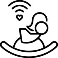 Close up of mother rocking baby with a voice controlled smart rocker showing digital analytics vector
