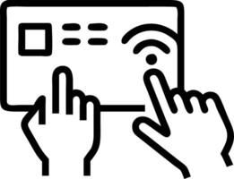 Close up of parents hands adjusting settings on a home holographic security panel vector
