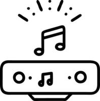 Close up of smart speaker projecting holographic music notes vector