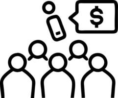 Crowd gathered around digital price scanner vector