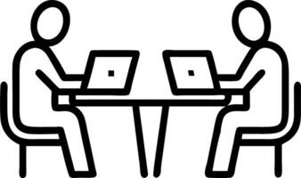 Developers reviewing code in a cafe vector