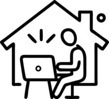 Digital art of a joyful man working at home with abstract shapes and colors vector