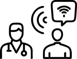 Doctor consulting patient via AI hologram vector