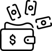 Digital wallet with floating currency and consumer symbols vector