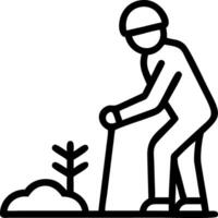 Elderly man gardening with bokeh digital art background and copy space vector