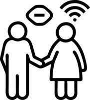 Elderly couple using a smart home system with a glossy background and copy space vector
