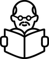 Elderly man reading a book with bokeh digital art background and copy space vector