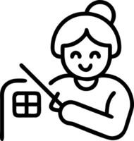 Elderly woman knitting with digital pattern display in a macro close up and copy space vector