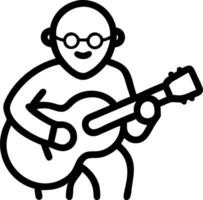 Elderly man playing guitar with bokeh digital art background and copy space vector