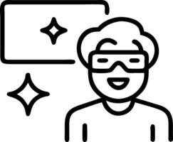 Elderly person watching a holographic movie in a macro close up and copy space vector