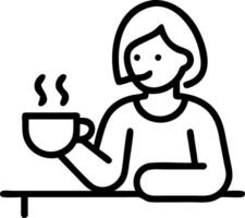 Elderly woman sitting alone in a cafe with soft bokeh lights vector