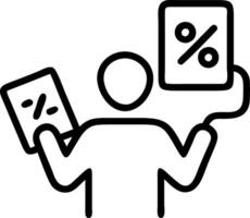 Entrepreneur using tablet with holographic discount tags in office vector