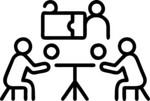 Family assembling a puzzle using a digital projector vector