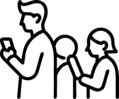 Family comparing prices on smartphones while shopping vector