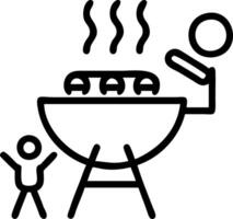 Family enjoying a barbecue with plain background and copy space vector