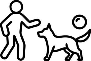 Family playing fetch with dog in backyard vector