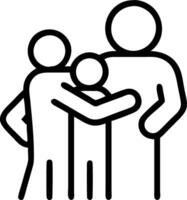 Family sharing a group hug in a living room with copy space vector