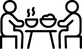 Family sharing a meal outdoors with a plain background and copy space vector