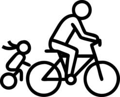 Father and daughter cycling together with a glossy background and copy space vector