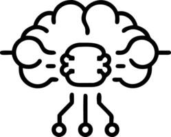 Floating AI Brain with Glowing Data Streams vector