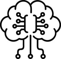 Floating AI Brain with Glowing Data Streams vector