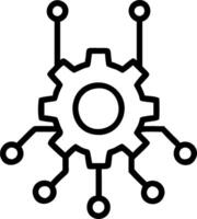 Floating AI Gear with Glowing Data Streams vector