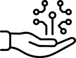 Floating AI hand with glowing data streams isolated vector
