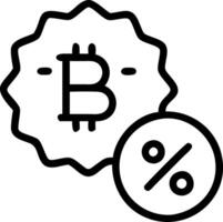 Floating bitcoin symbol with discount badge and marketing icon vector
