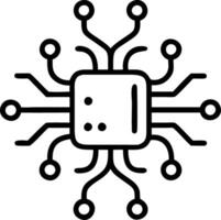 Floating AI Chip with Neural Data Isolated on White vector