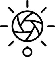 Floating camera lens with a glowing shutter icon vector