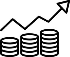 Floating coin stack with graph vector