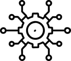 Floating Digital Gear Icon with Data Connections Isolated vector