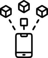 Floating holographic phone charger with glowing data icons vector