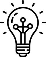 Floating Lightbulb Icon with Digital Growth Elements Isolated vector