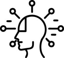 Floating robotic head surrounded by holographic data vector