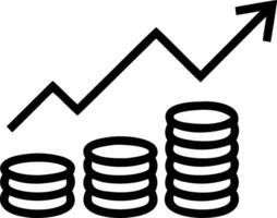 Floating stack of coins with glowing upward arrow vector