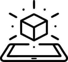 Floating tablet with a glowing holographic app interface vector