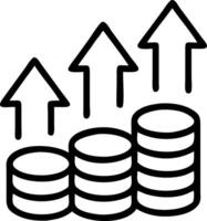 Floating stack of coins with upward arrows vector