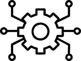 Futuristic Gear Icon with Floating Data Streams Isolated vector