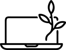 Glossy background of a closed laptop with a plant beside it on a plain desk copy space available vector
