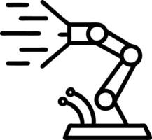 Futuristic robotic arm over a glowing circuit board vector