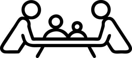 Glossy background of a family playing board games at a wooden table with clear space above for text vector