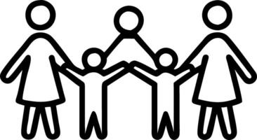 Glossy background of a family standing in a circle holding hands with copy space in the grass below vector
