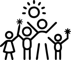 Glossy background of a family holding sparklers at night with dark copy space in the sky vector