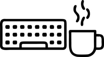 Glossy background of a keyboard and coffee mug with copy space on a plain desk vector