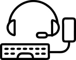 Glossy background of a headset and keyboard on a plain desk with copy space above vector