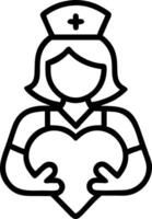 Glossy background of a nurse holding a heart symbol with ample copy space vector