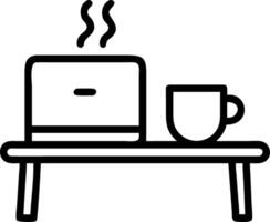 Glossy background of a minimalist home office desk with laptop and coffee mug ample copy space vector